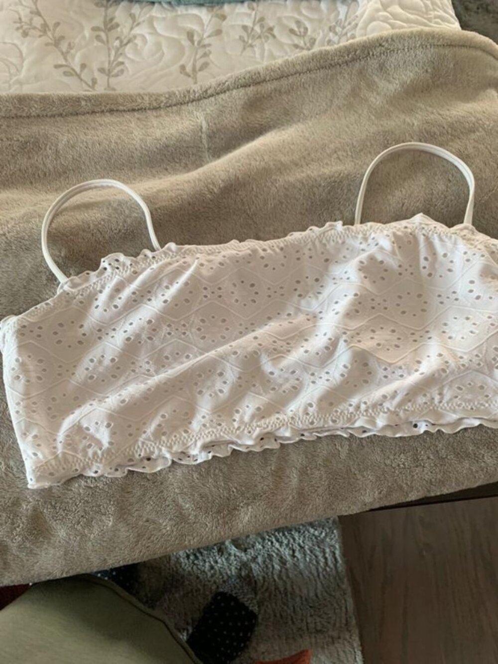 No Boundaries Swimwear Bikini Top Womens XL white Spaghetti Strap